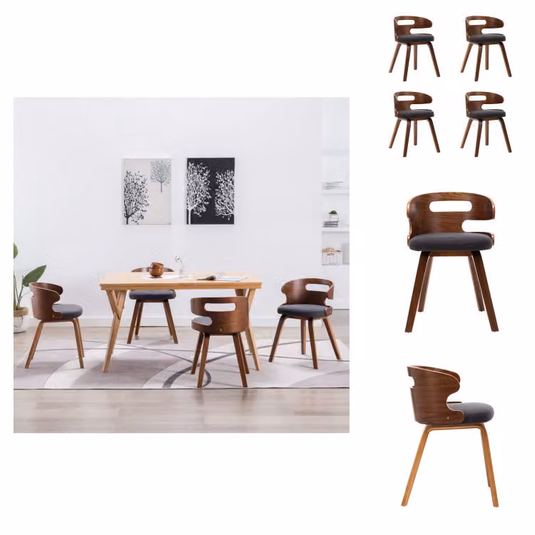 vidaXL Sedie da pranzo 4 pz. Legno curvo e tessuto grigio scuro - Sedie da pranzo