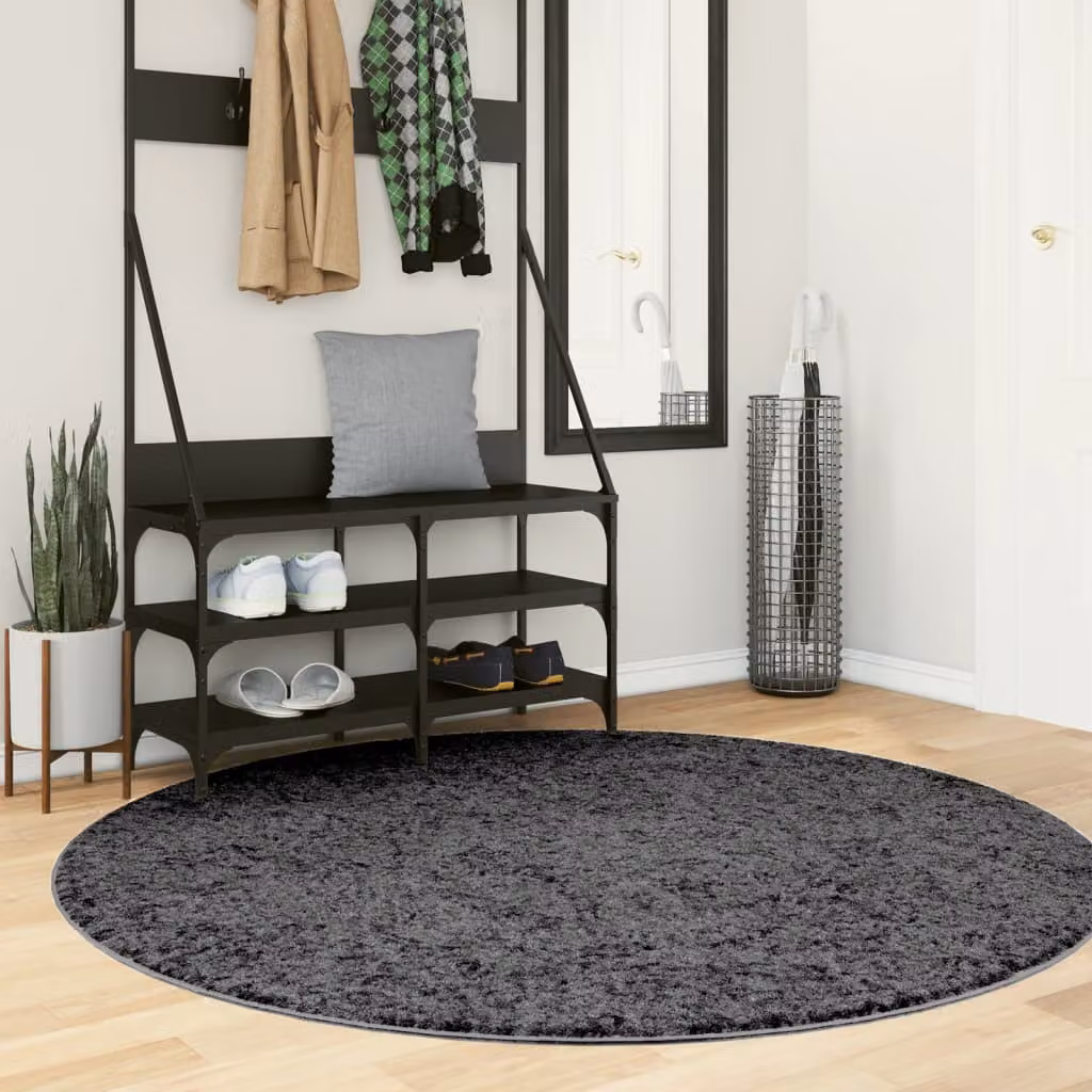 vidaXL Tappeto OVIEDO rotondo a pelo corto antracite Ø 160 cm
