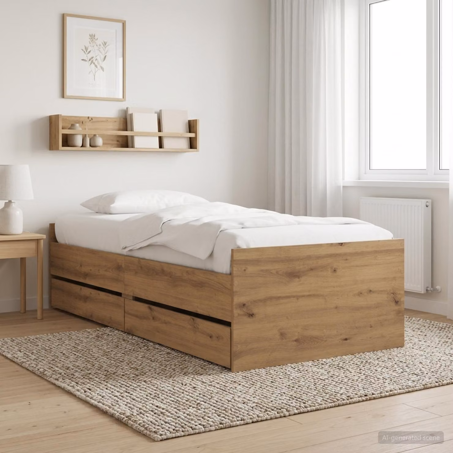 Struttura del letto rustica vidaXL in pino massello color rovere con cassetti