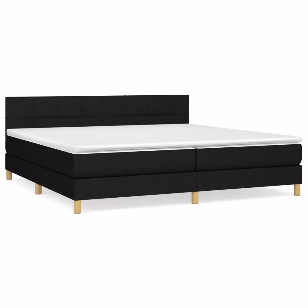 Letto Ibrido vidaXL con Giroletto a Molle e Materasso in Tessuto Nero e Bianco L/P/H: 200 x 200 x 25 cm – 2