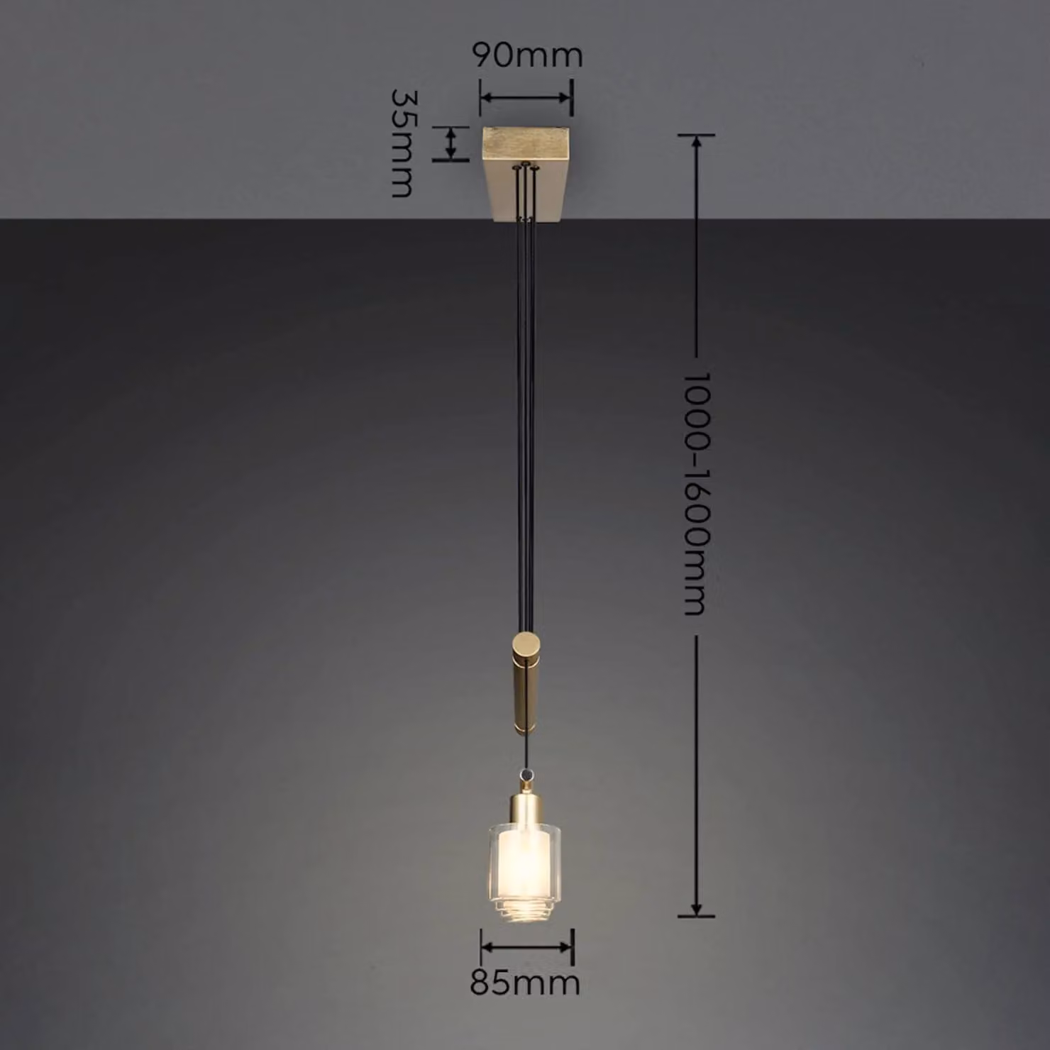 Reality Leuchten Lampada a sospensione Neralo, dimmerabile, Ottone / Oro, Soggiorno / Sala da pranzo, Metallo, Lampada a sospensione