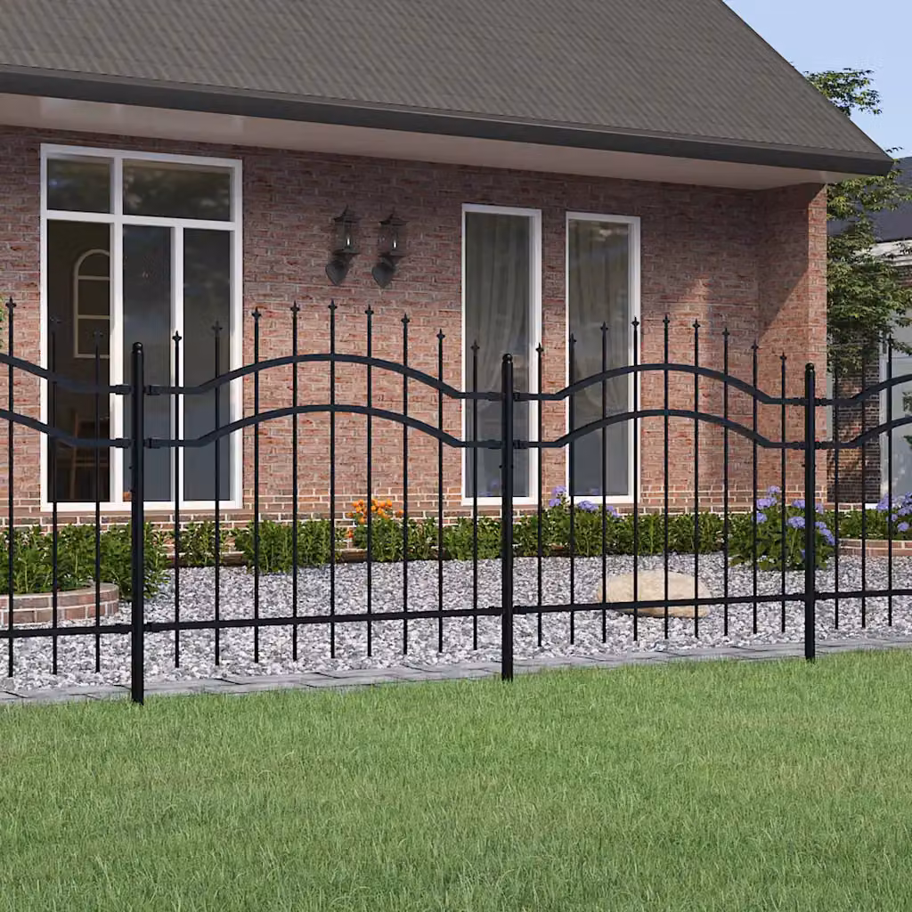 Recinzione da giardino vidaXL Woerden con punta a lancia in acciaio nero, L: 240 cm, H: 100 cm