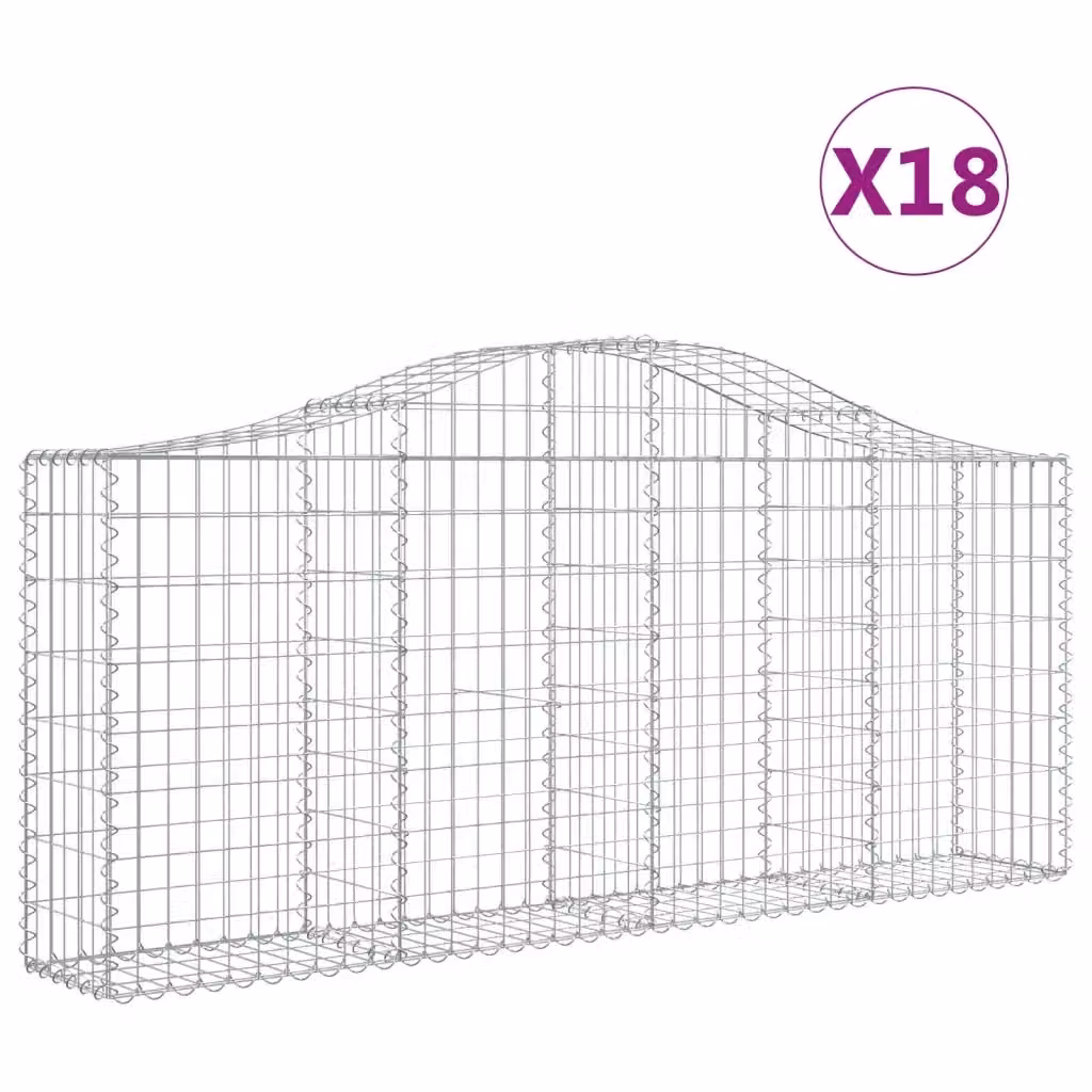 Set di 18 Cesti Gabbioni ad Arco vidaXL in Acciaio Zincato Argento L: 200 cm, P: 30 cm, H: 80-100 cm – 2