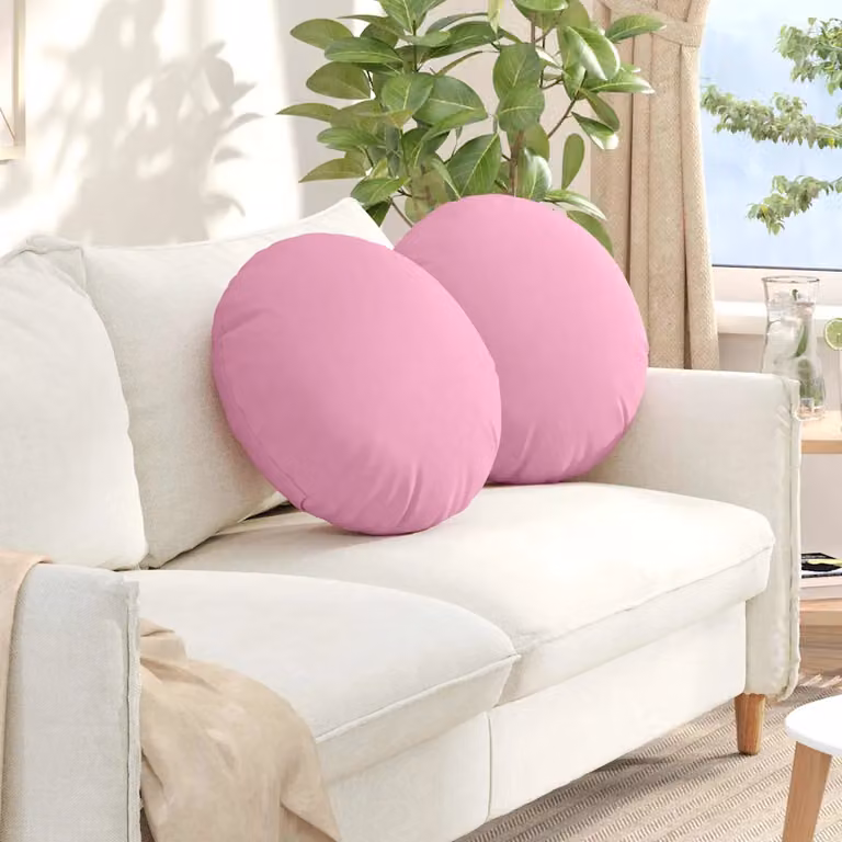 Set di 2 cuscini per seduta rotondi vidaXL in tessuto rosa Ø 50 cm x 19 cm