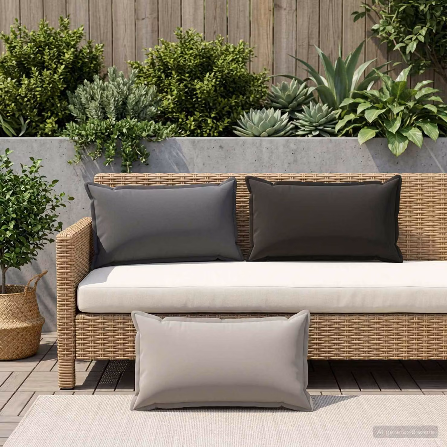 vidaXL Cuscino con cuscino HOUTEN 2 pz Grigio Poliestere