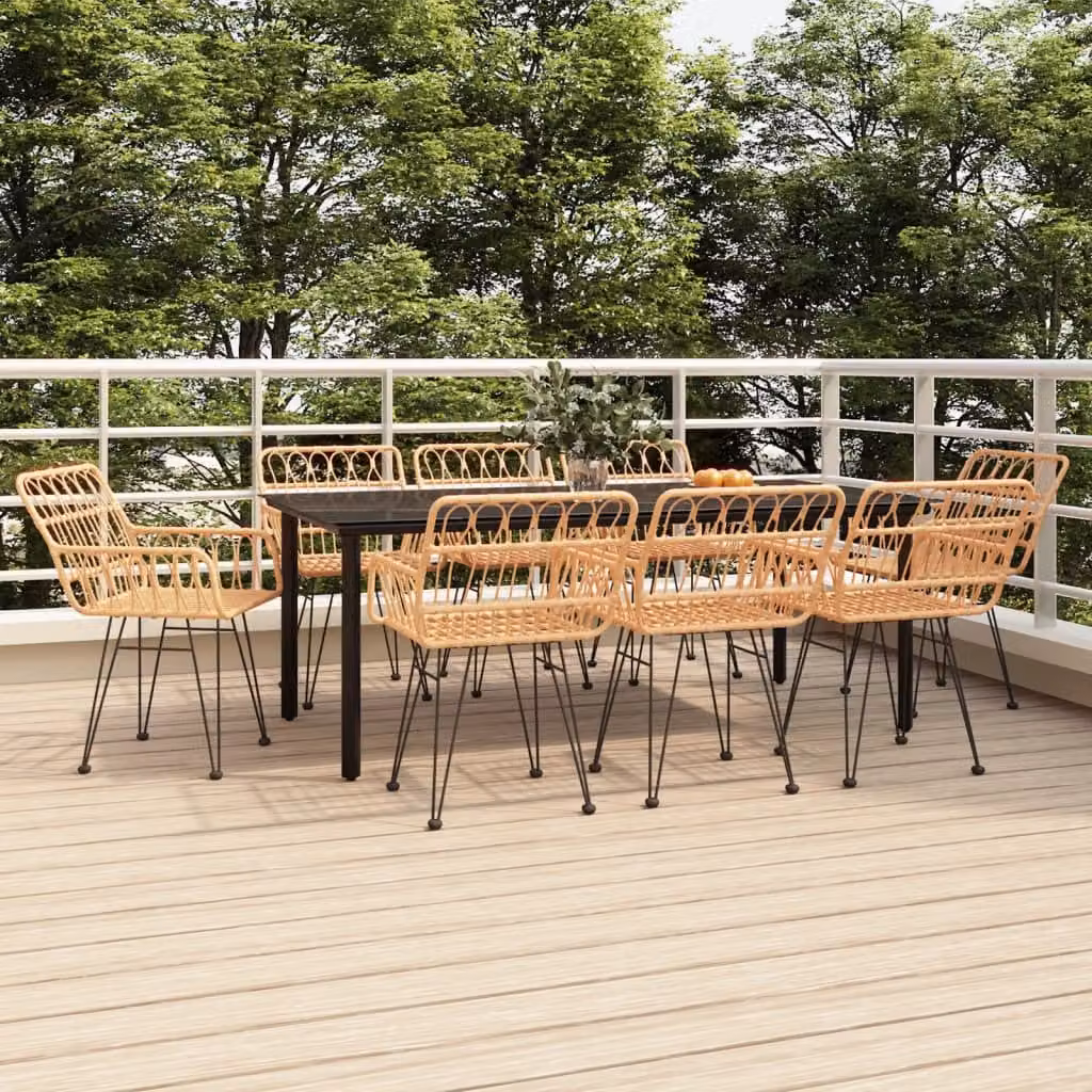 Maison Exclusive - Set da pranzo da giardino in rattan sintetico, 9 pezzi