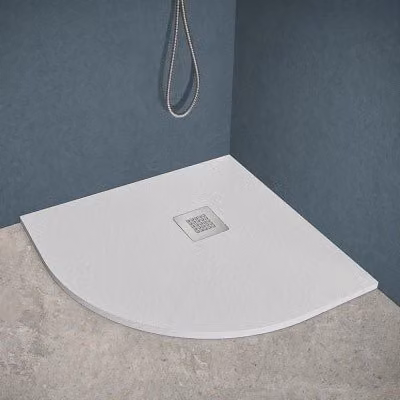 Piatto doccia semicircolare angolare Ten in mineral cast bianco riducibile su misura L: 100 cm x P: 100 cm – 1