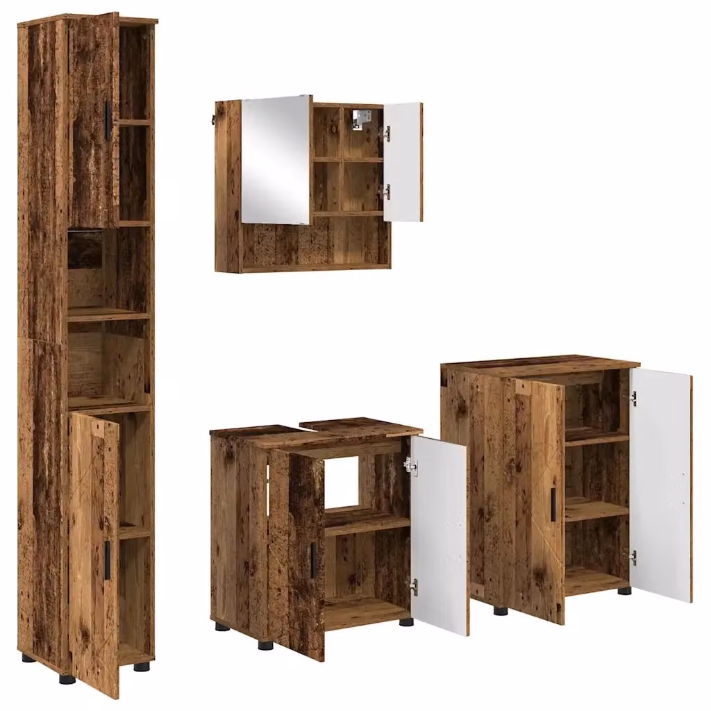 Set di mobili per il bagno moderno vidaXL in legno e metallo marrone, composto da 4 pezzi: L/P/H: 61 x 35 x 64 cm – 2