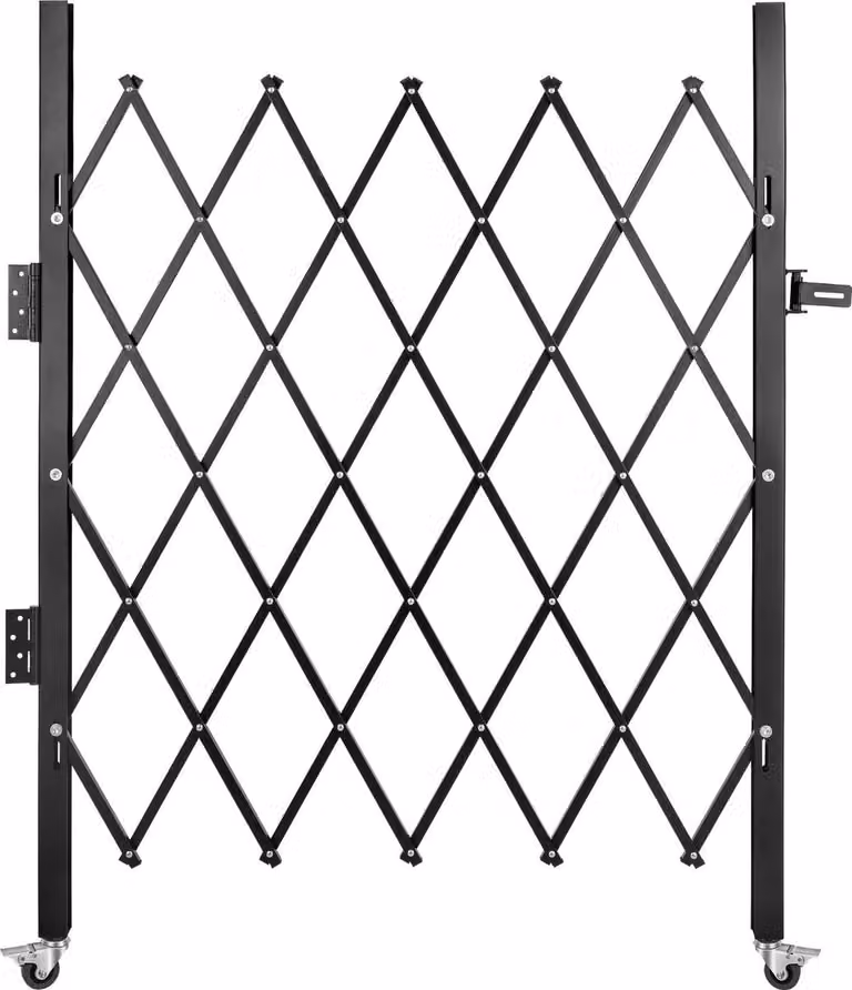 Cancello di sicurezza pieghevole singolo, 94 × 122 cm (L × A) Cancello pieghevole, cancello di sicurezza a fisarmonica in acciaio, cancello di sicurezza espandibile flessibile, cancello barricata rotante a 360°, cancello a forbice o porta con lucchetto