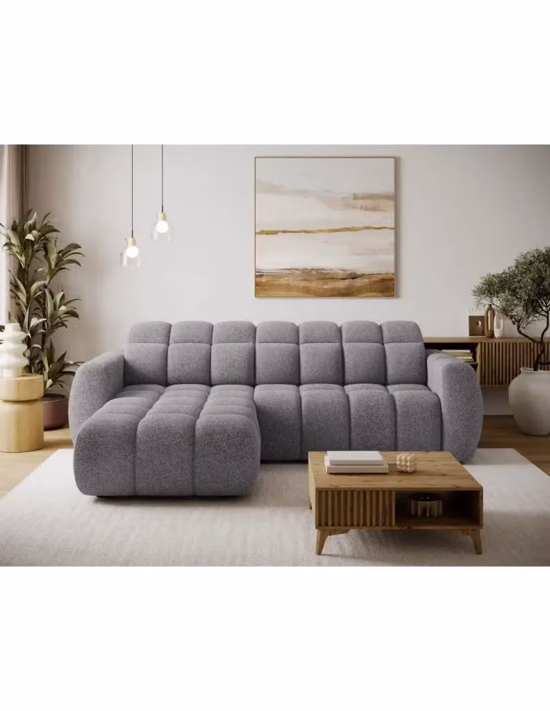 Divano angolare elettrico MEUBLORAMA FANOTI grigio, modello a L con angolo a sinistra, con poggiatesta regolabile e sedute motorizzate, L/P/H: 288 x 200 x 105 cm – 2
