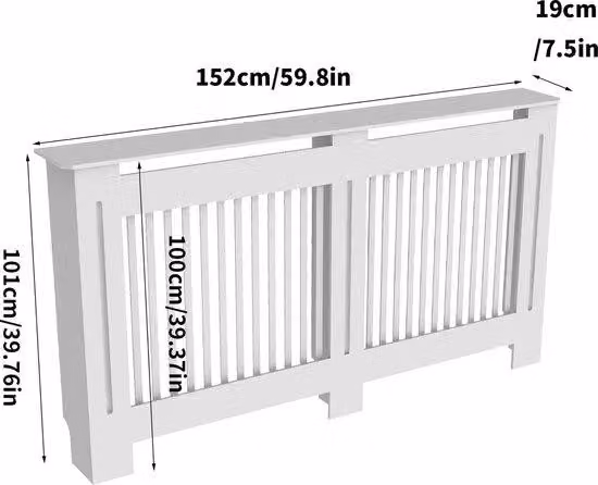 Radiatore con compressore - Modello Verticale L - MDF resistente - Bianco - Salva-zoccolo - 101x152x19 cm