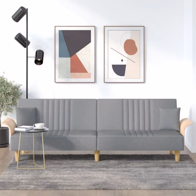 vidaXL Divano Letto Moderno con Braccioli in Tessuto Grigio