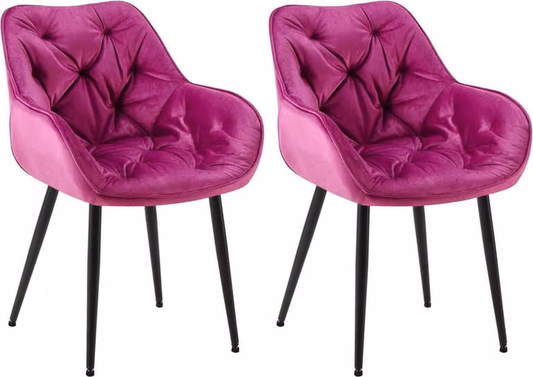 set di 2 sedie da pranzo in velluto - Set di sedie - Design moderno e comfort | Colore: Viola