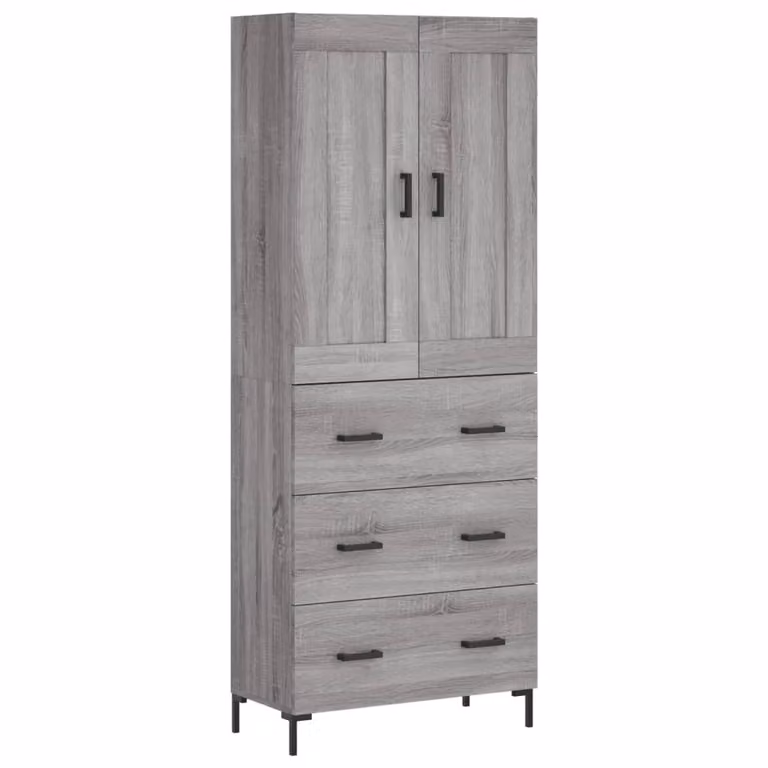 Credenza Grigio Sonoma 69,5x34x180 cm in Legno Multistrato
