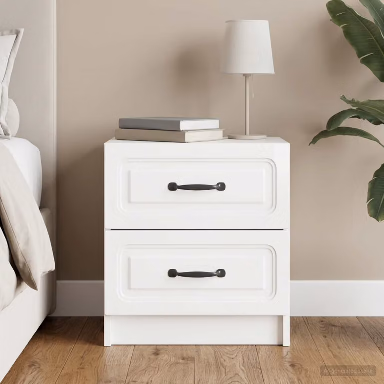 vidaXL Armadio da Notte Moderno Bianco Lucido L: 43 cm, P: 34,5 cm, H: 44,5 cm