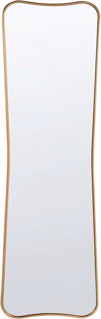 Specchio da parete Brieuc Beliani con cornice in legno dorato, forma irregolare ondulata e stile moderno, L: 160 cm, P: 50 cm