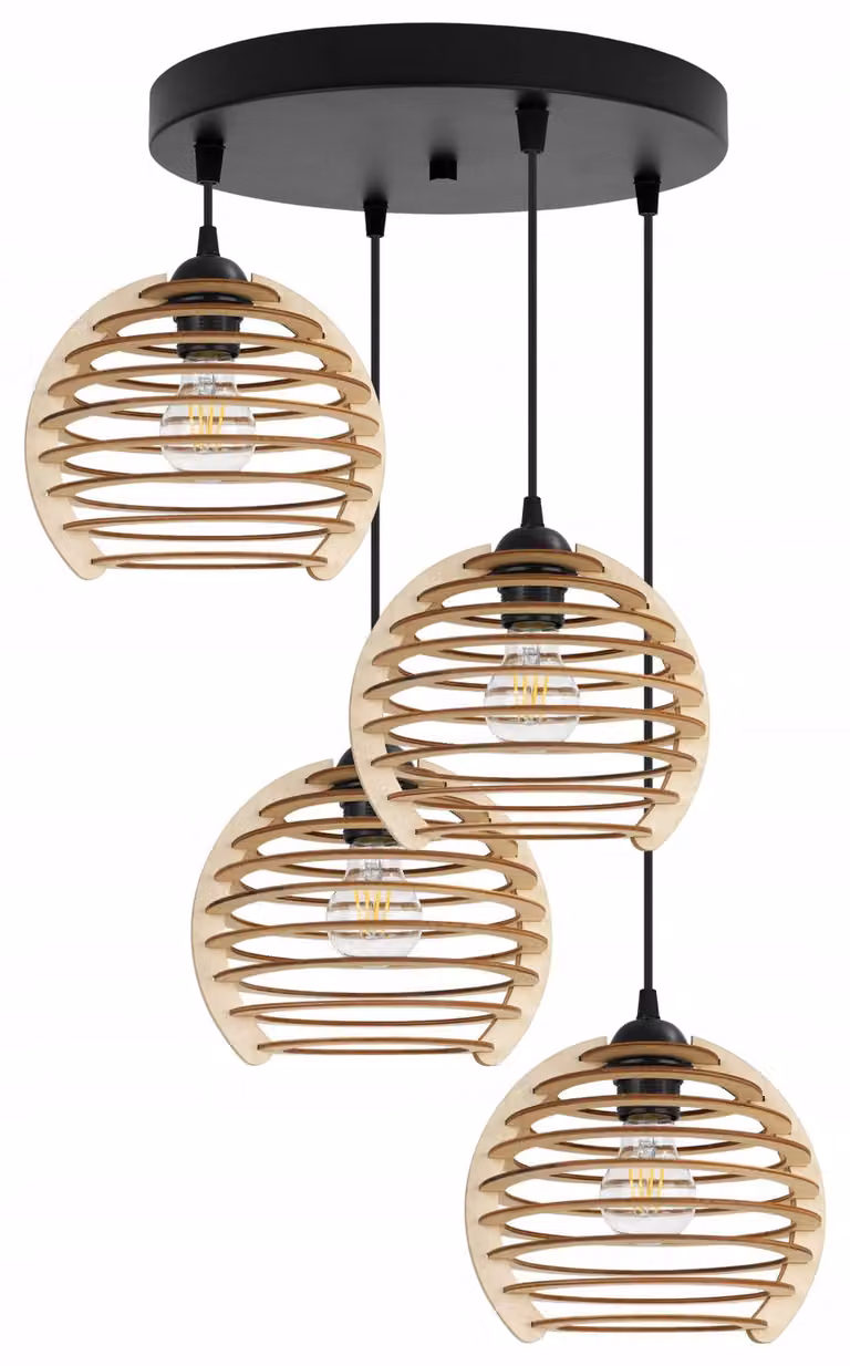 Lampada a sospensione, lampadario da soffitto, legno, paralume LED