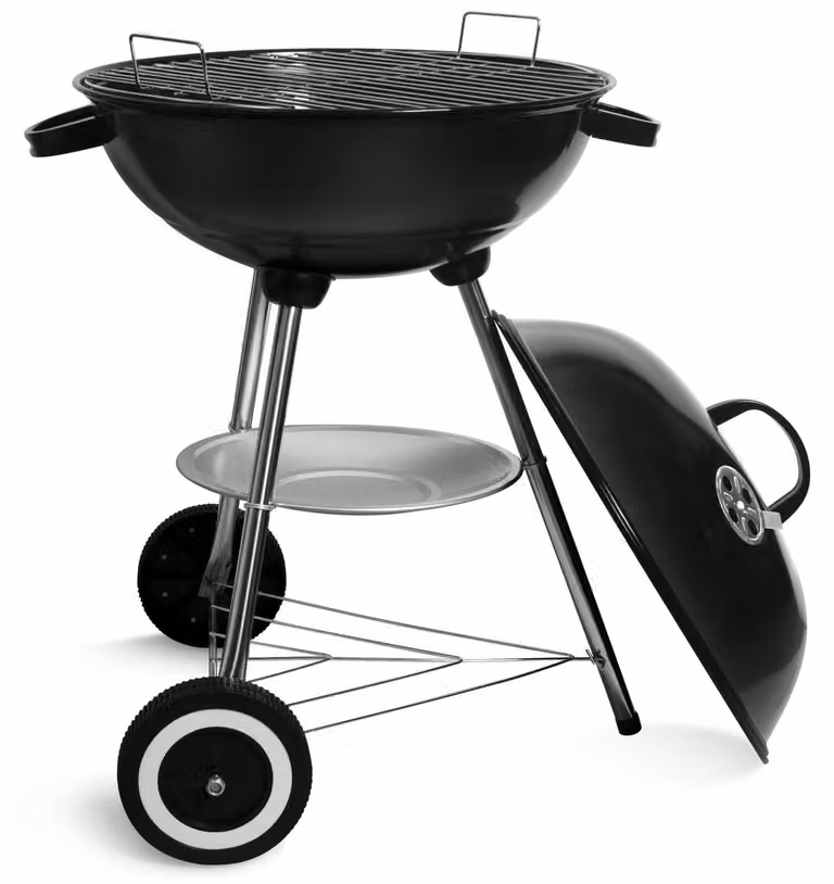 Barbecue a carbone, barbecue a gas con coperchio, barbecue rotondo con ruote