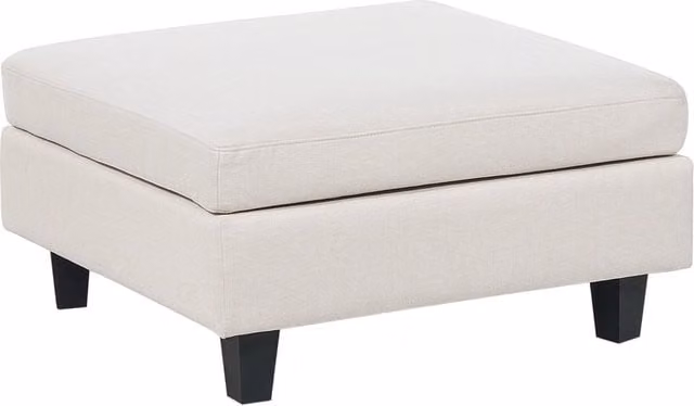 Ottomano Beliani moderno in tessuto beige con struttura in legno e imbottitura, forma a cubo per soggiorno L: 76 cm, P: 76 cm, H: 39 cm