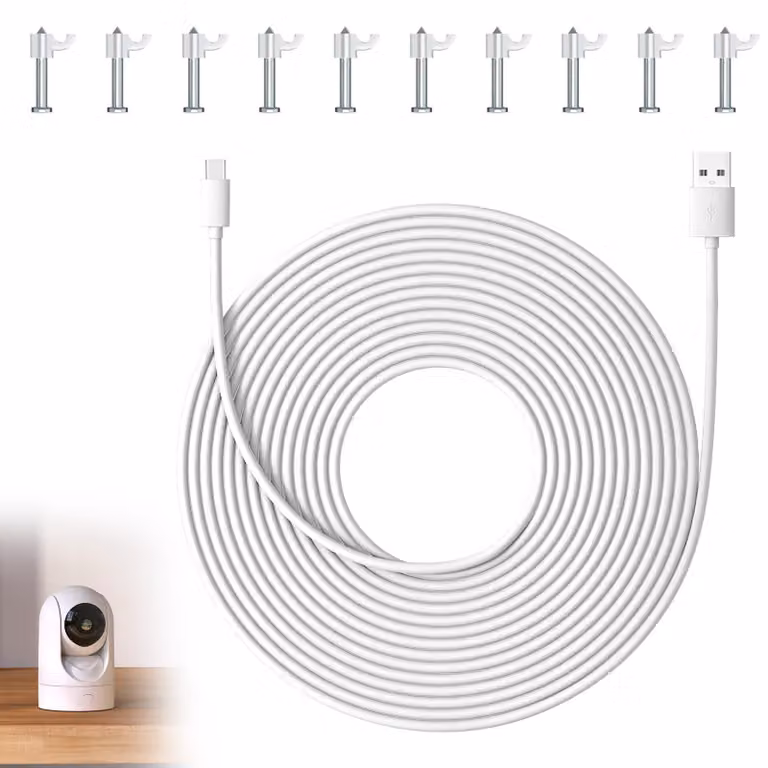 Cavo USB-C da 10 metri per telecamere di sicurezza, design robusto, colore nero