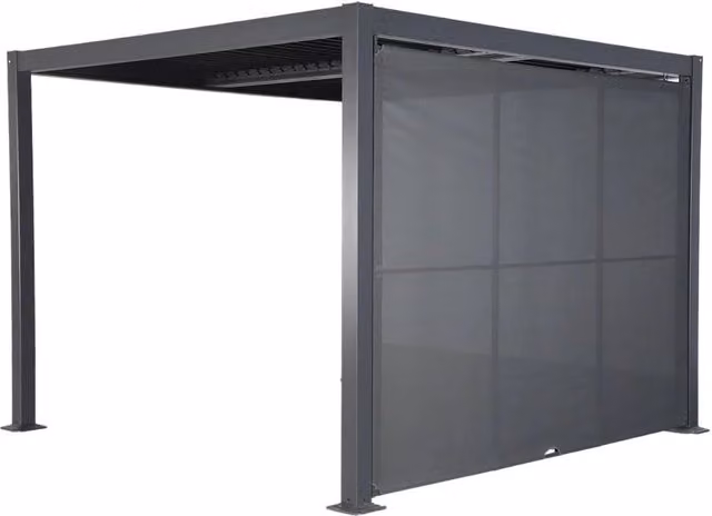 Pergola bioclimatica Sweeek in alluminio e acciaio con tenda, colore antracite, L/P: 300 x 300 cm
