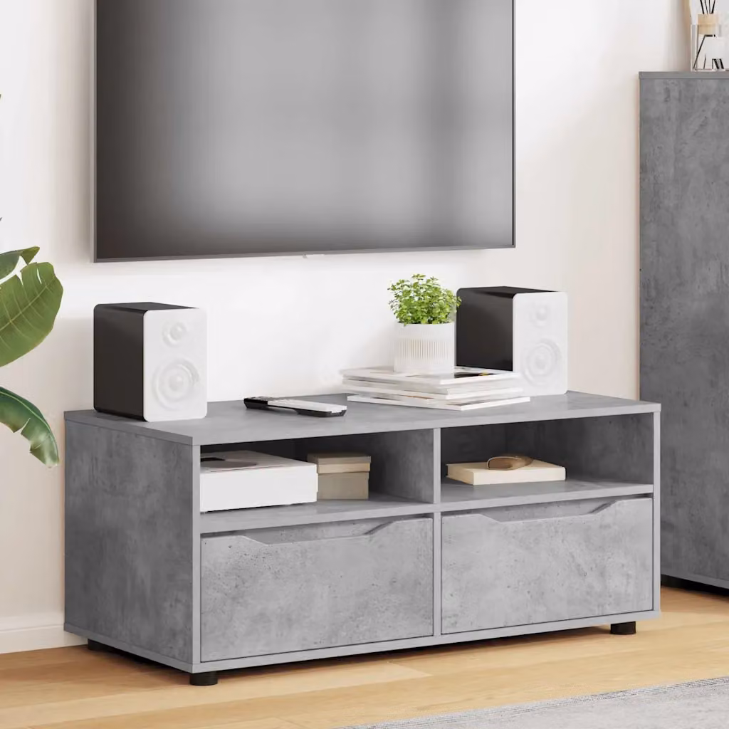 Mobile TV vidaXL Grigio, L 100 cm x P 48 cm x H 43 cm, Design Moderno in Legno e Plastica