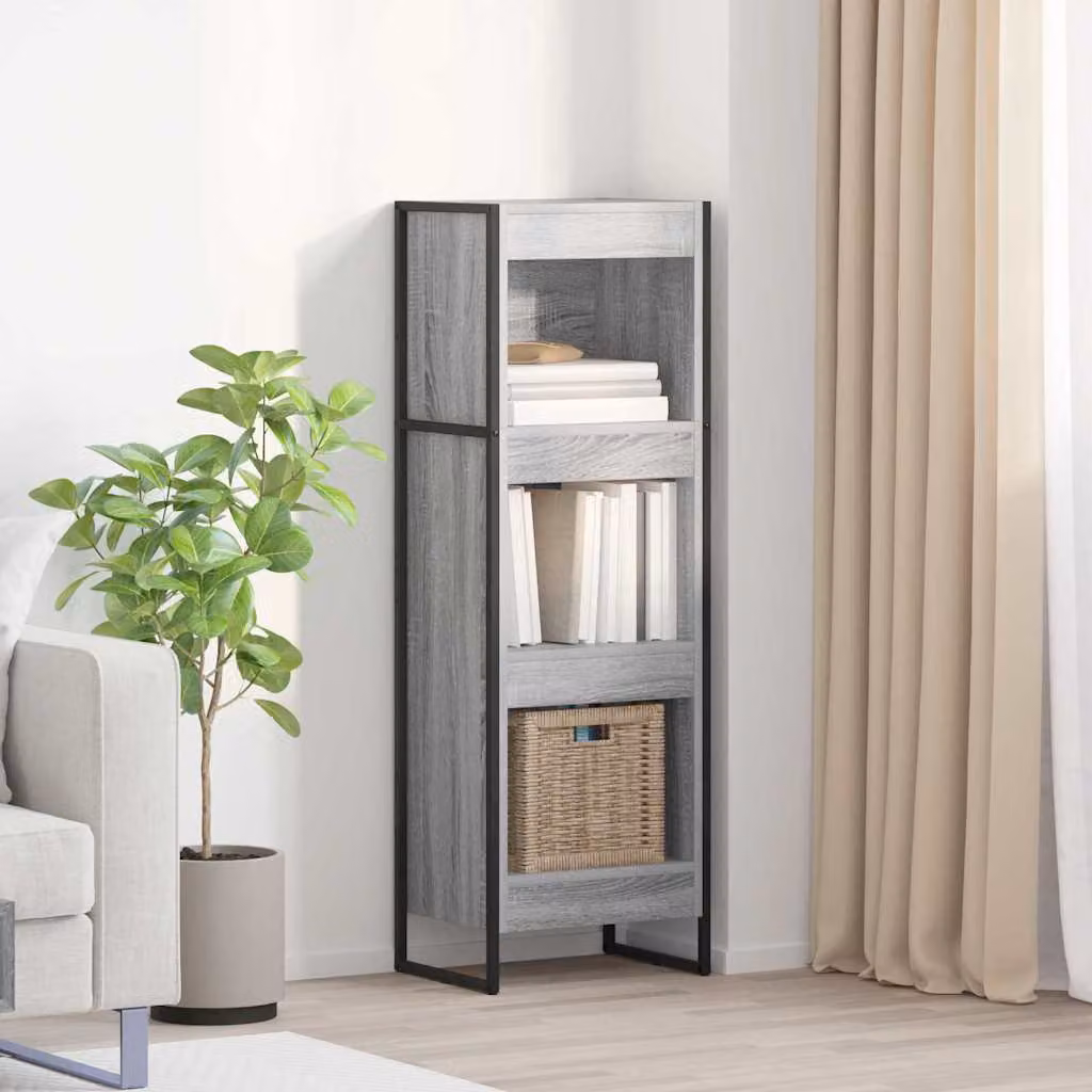 vidaXL Armadio per Libri in Stile Industrial Grigio con MDF e Metallo L/P/H: 40 x 30 x 121 cm