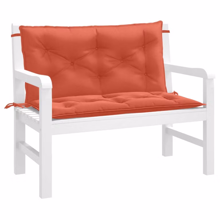 Set di 2 cuscini per panca da giardino vidaXL in tessuto rosso, L 100 cm x P 50 cm x H 7 cm