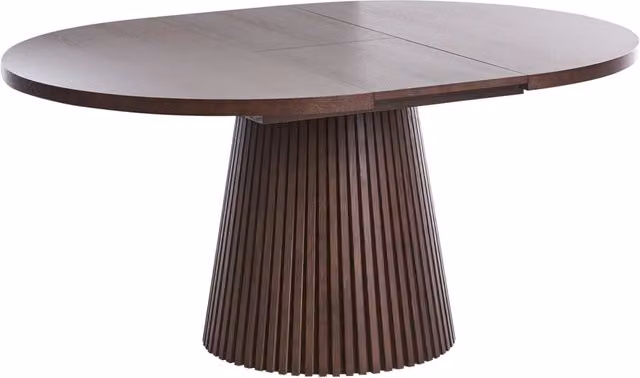 Tavolo da pranzo allungabile gambe a coste legno di frassino scuro 120/160 x 75 cm stile moderno industriale