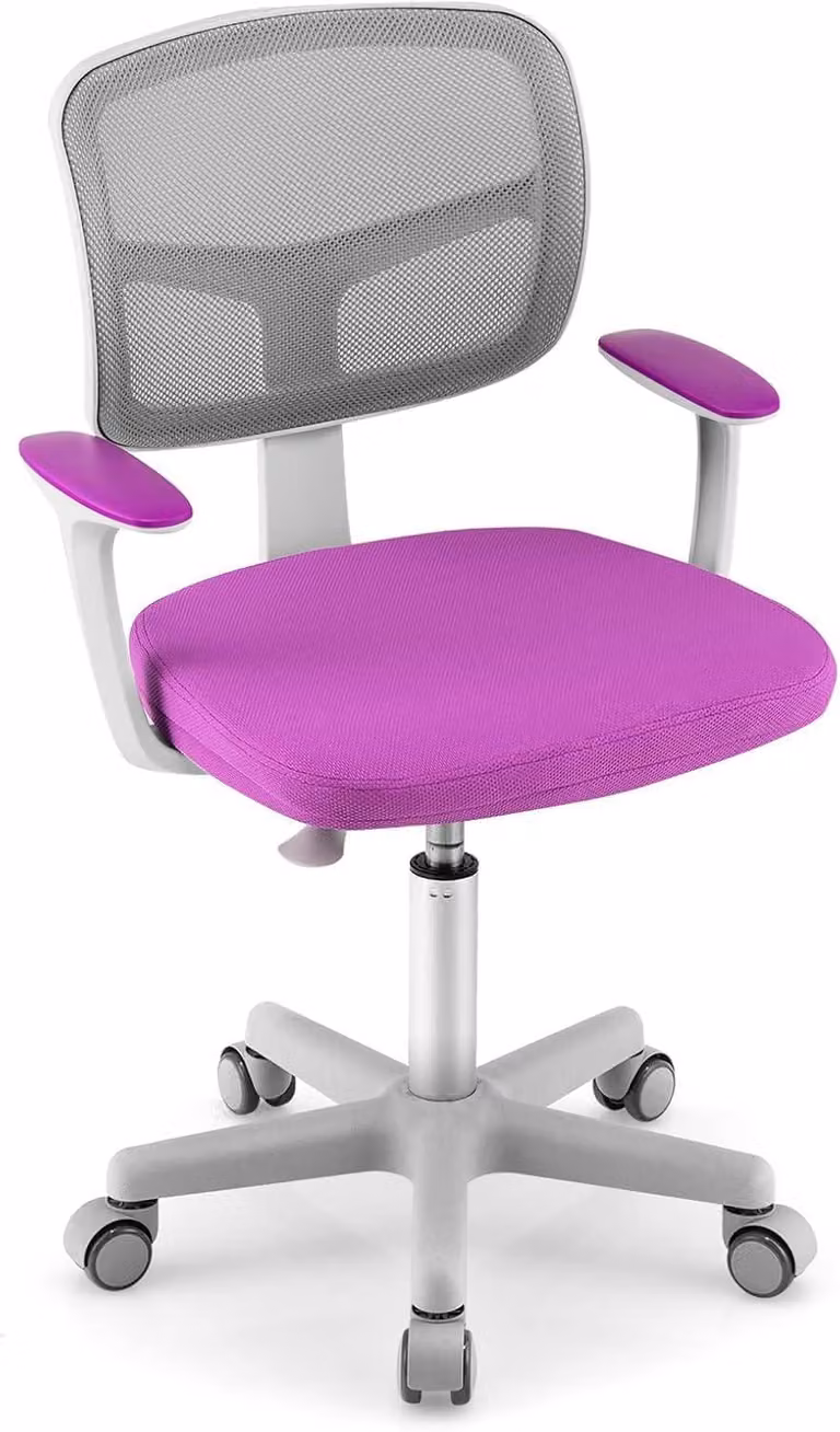 Sedia girevole a 360° FANTASK per bambini, colore lilla, sedia da scrivania per computer per bambini con 5 [ruote/punte]