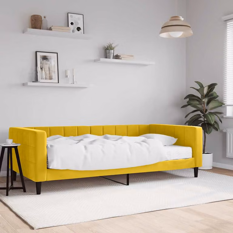 vidaXL Divano Letto in Velluto Giallo con Materasso L/P/H: 223 x 100 x 68 cm