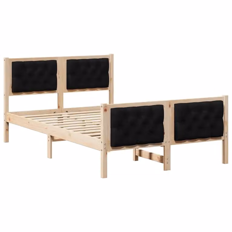 Struttura letto in pino massello vidaXL Nero L/P/H: 120 x 200 x 85,5 cm