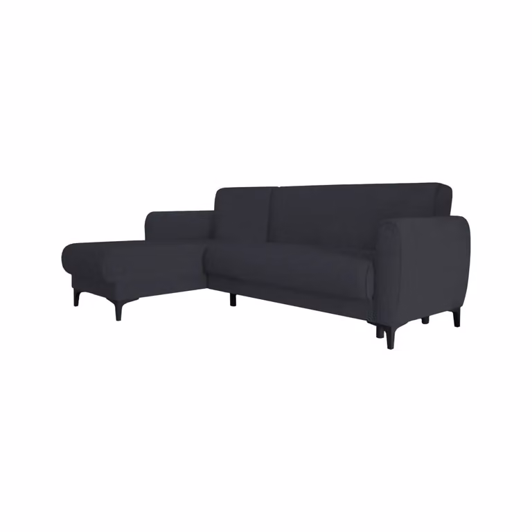 Divano letto ad angolo Aber DMORA con penisola reversibile e contenitore, modello moderno in tessuto blu, L 230 cm x H 85 cm