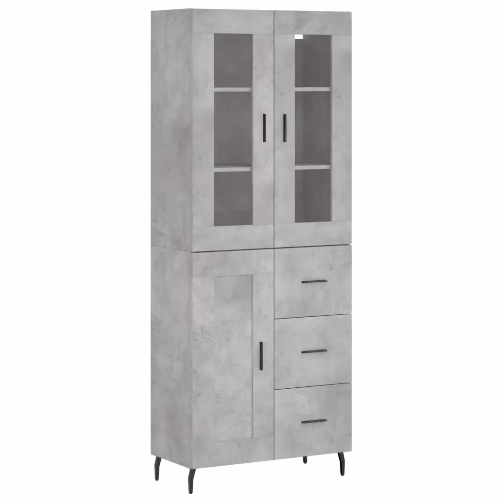 Credenza moderna vidaXL in legno e metallo grigio opaco con ante a battente e ripiani interni, L: 69,5 cm, P: 34,0 cm, H: 180,0 cm – 2