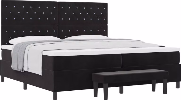 Letto a molle con materasso nero 200 x 200 cm in velluto