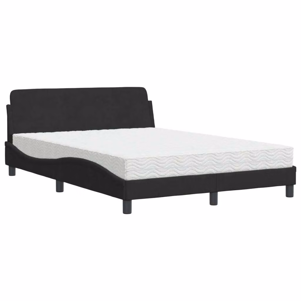 Letto con Materasso Dover Nero 140x190 cm in Velluto