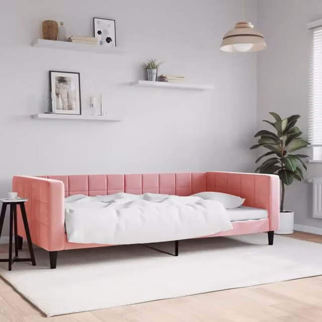 Letto da giorno moderno vidaXL in velluto rosa L: 223 cm, P: 110 cm, H: 68 cm