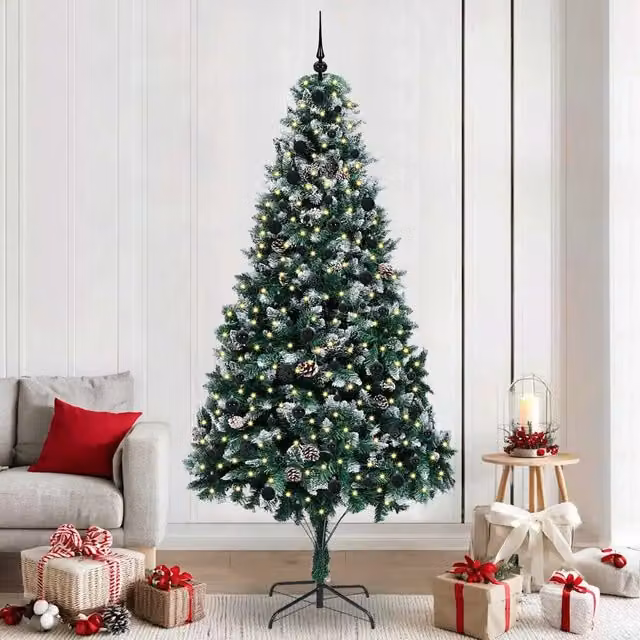 Albero di Natale artificiale classico vidaXL verde con 300 LED luce bianca calda, Altezza: 240 cm – 1
