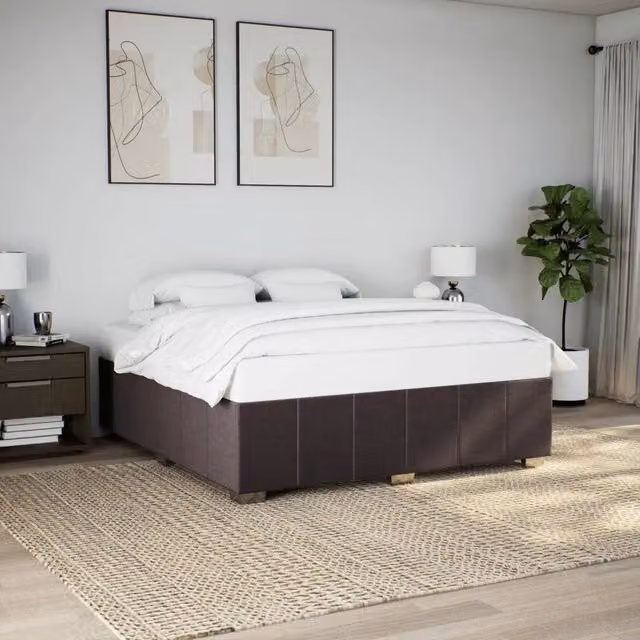 Giroletto vidaXL in tessuto marrone scuro con doghe in legno, L 180 x P 200 cm