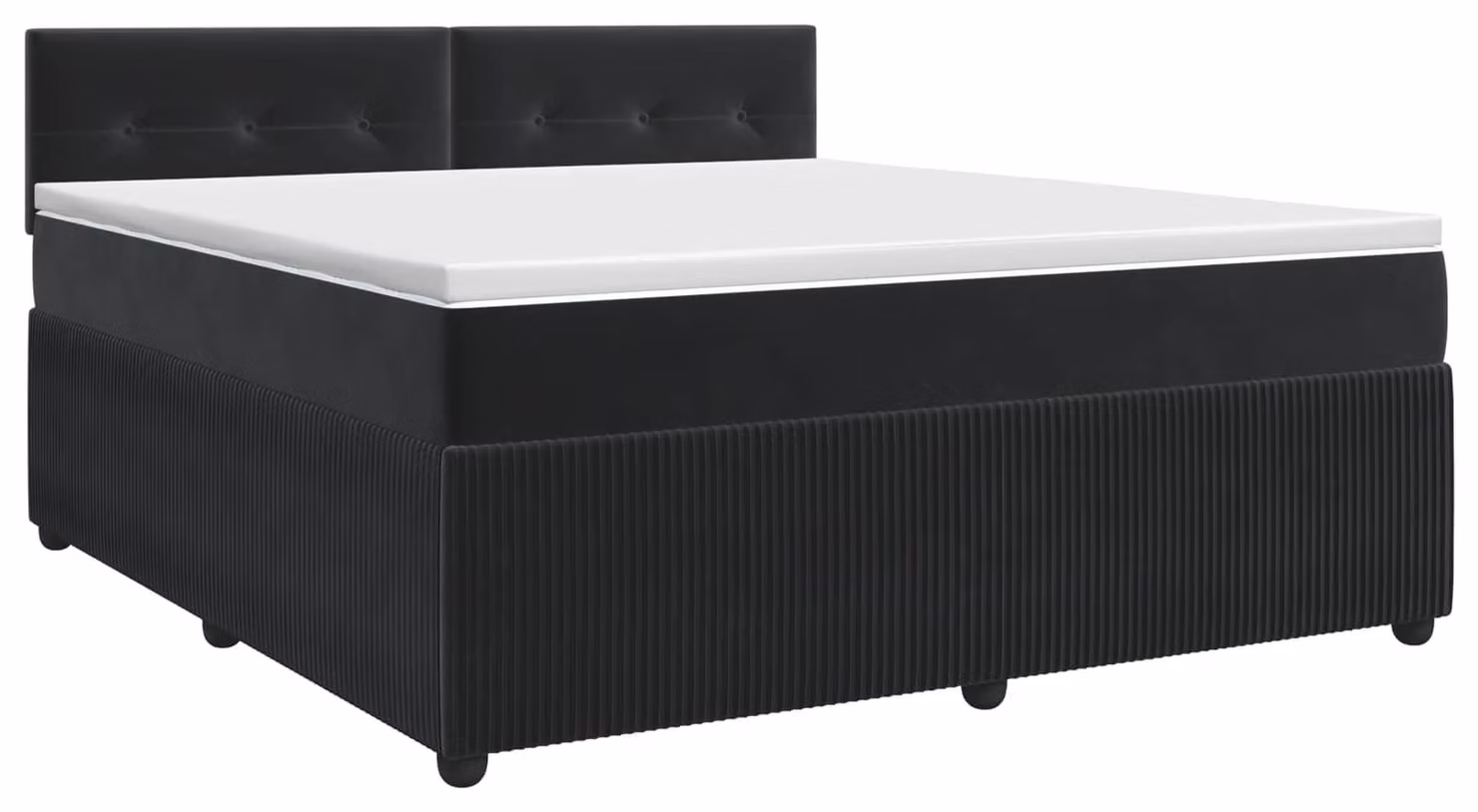 Letto a molle con materasso nero 140 x 200 cm in velluto