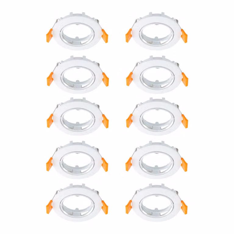 Prios plafoniera a incasso Fibur, bianco, zinco, Ø 8,2 cm, 10 unità Fibur PRIOS, dimmerabile, Bianco / Opale, Soggiorno / Sala da pranzo, Metallo, Moderno