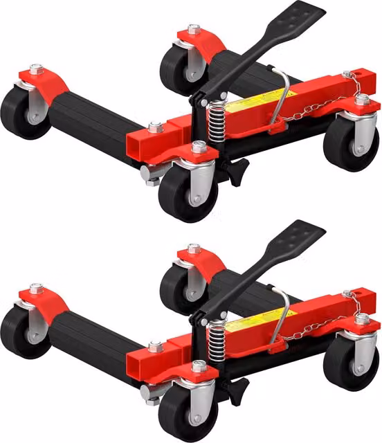 Carrello per trasporto auto XYLO con capacità 680kg, L/P/H: 56 x 54 x 19,5 cm, Nero e Rosso