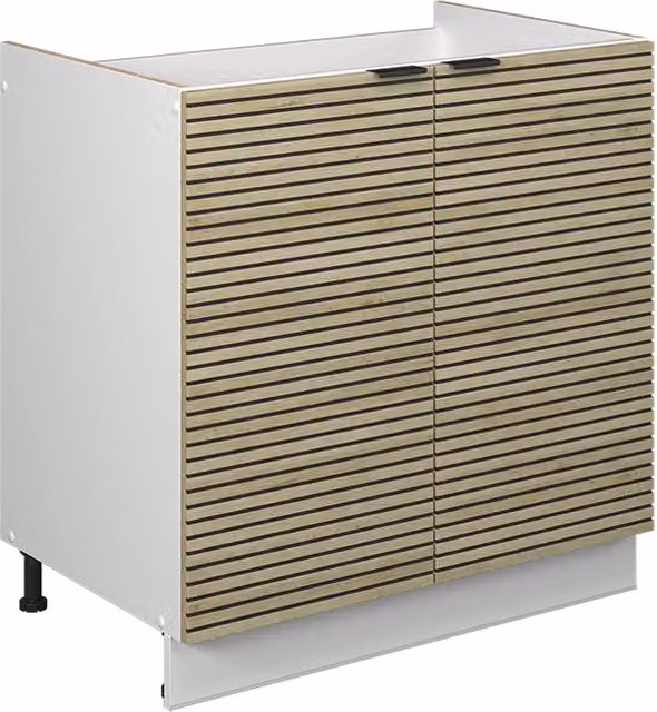 Mobile lavello cucina Fame-Line Vicco in pannello di quercia e bianco con ante a battente L: 80 cm, P: 51,6 cm, H: 82 cm – 1