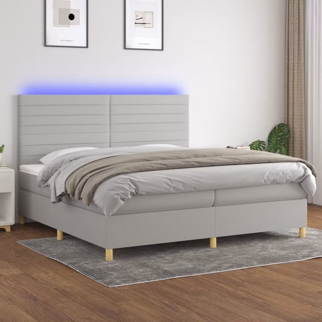 Maison Exclusive - Letto a Molle Materasso e LED Grigio Chiaro 200x200 cm Tessuto