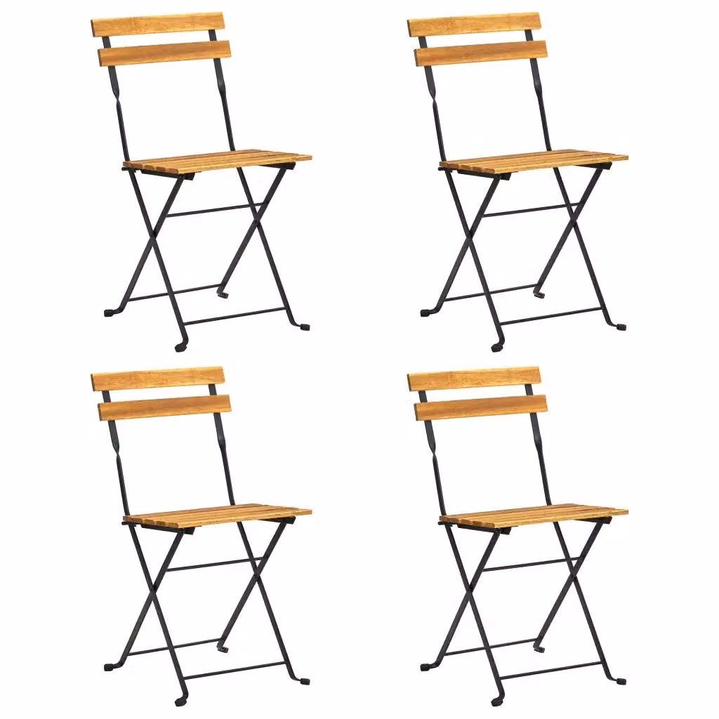 Set di 4 sedie pieghevoli da bistrot vidaXL in legno di acacia e metallo, colore marrone opaco – 2