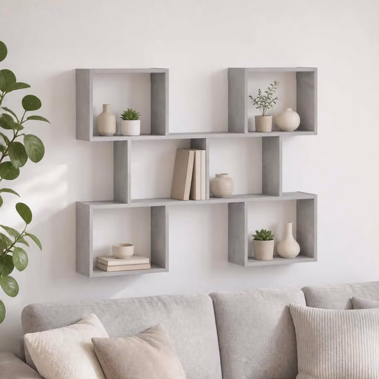 vidaXL Scaffale da parete Grigio Cemento 103 x 17 x 80 cm