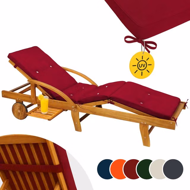 Materassino per sdraio rettangolare rosso in poliestere idrorepellente L/P/H: 195 x 55 x 5 cm