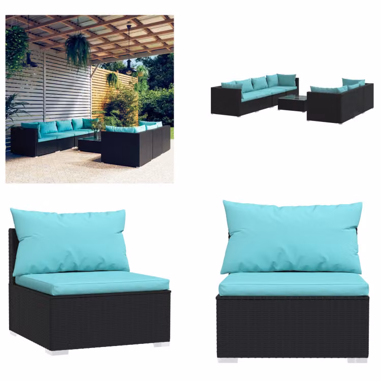 vidaXL set salotto da giardino 8 pezzi con cuscini in poly rattan nero - set salotto da giardino - set salotto da giardino - set salotto da patio - set divano da patio