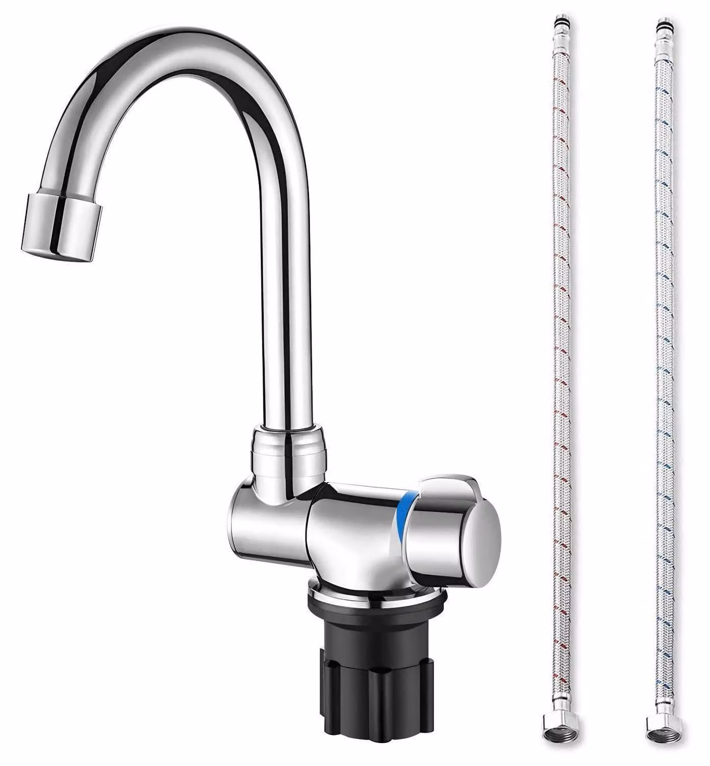 Rubinetto da cucina pieghevole, girevole a 360°, miscelatore monocomando per acqua fredda e calda, in ottone cromato