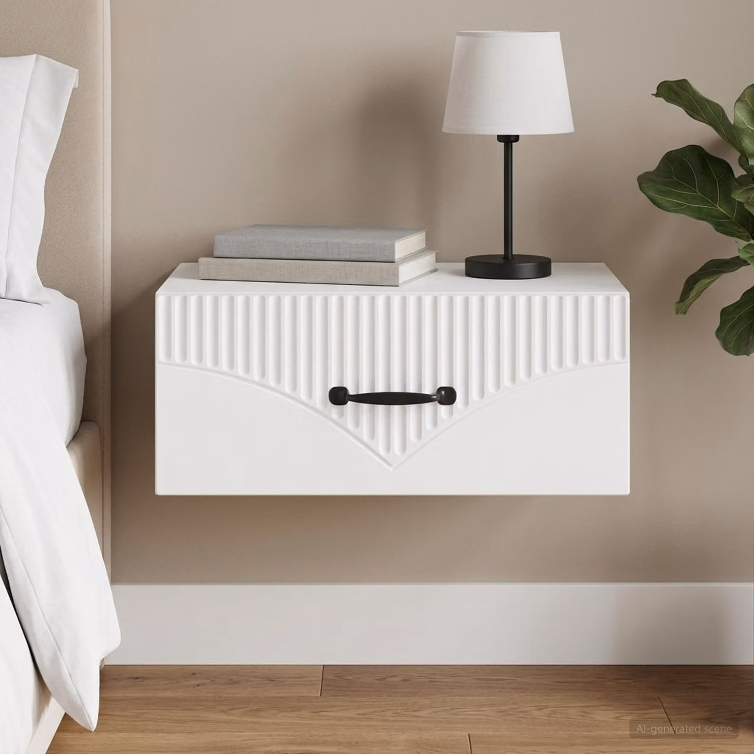 vidaXL Mobiletto da notte sospeso con cassetto Bianco L 49 cm, P 34,5 cm, H 20 cm